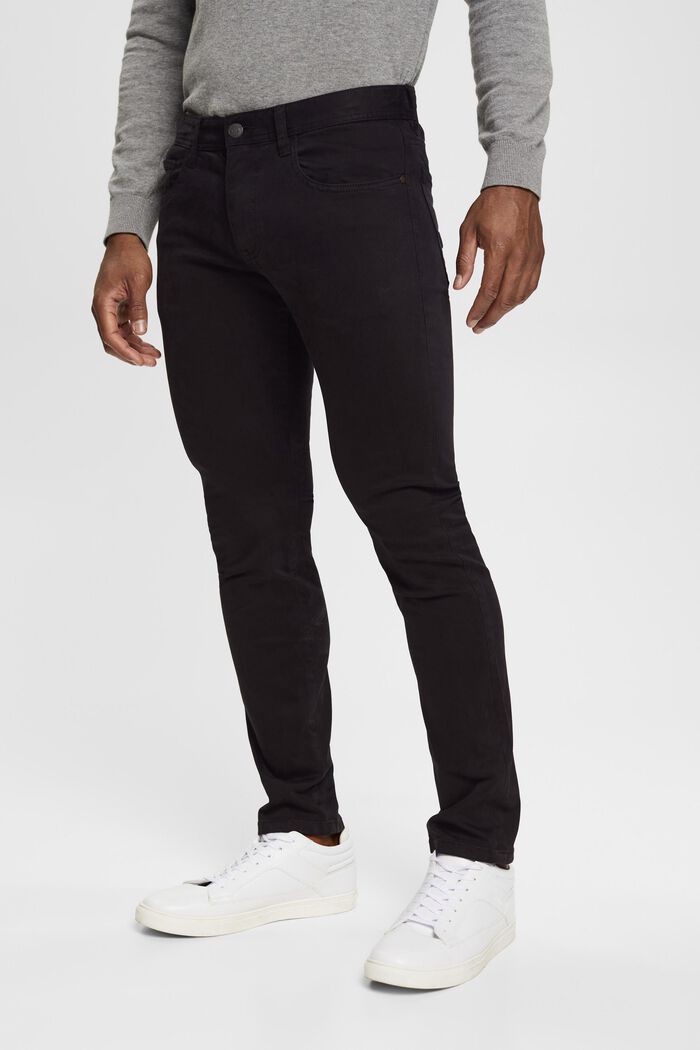 Slim fit trousers, organic cotton, BLACK, detail image number 0