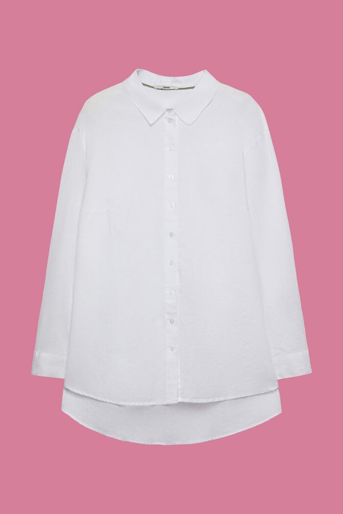 CURVY shirt blouse, linen-cotton blend, WHITE, detail image number 0