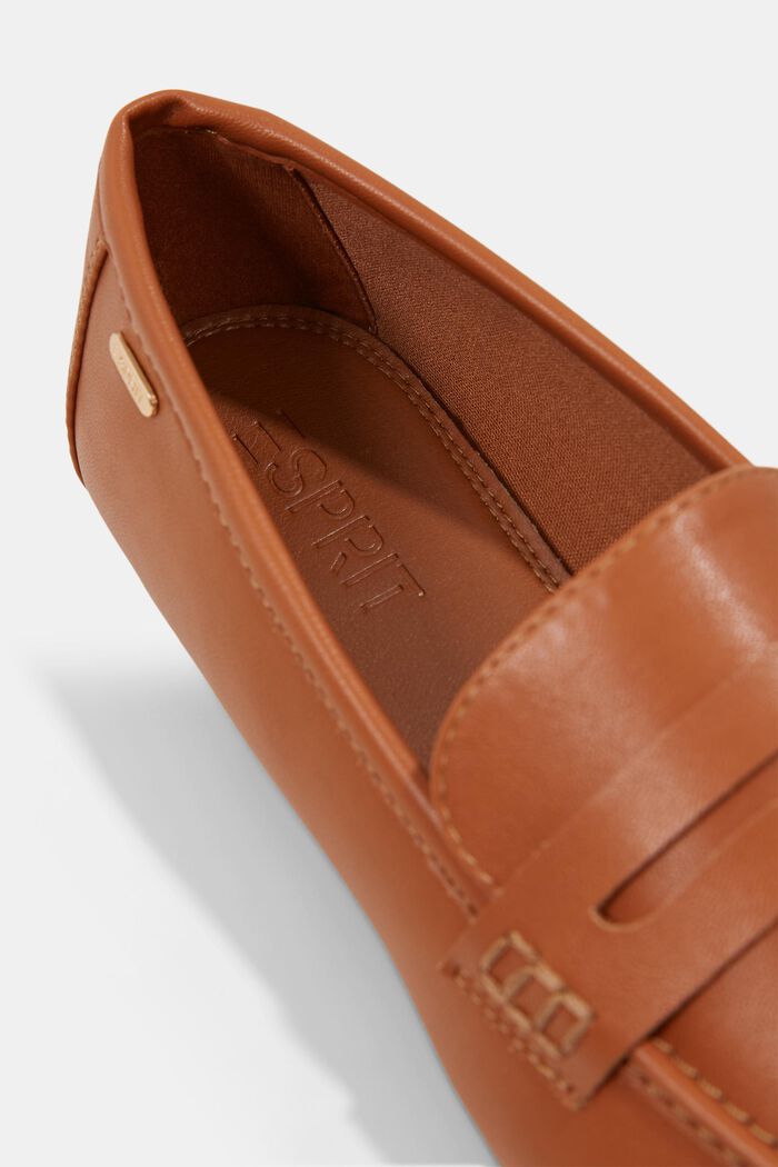 Moccasin loafers in faux smooth leather, CARAMEL, detail image number 6