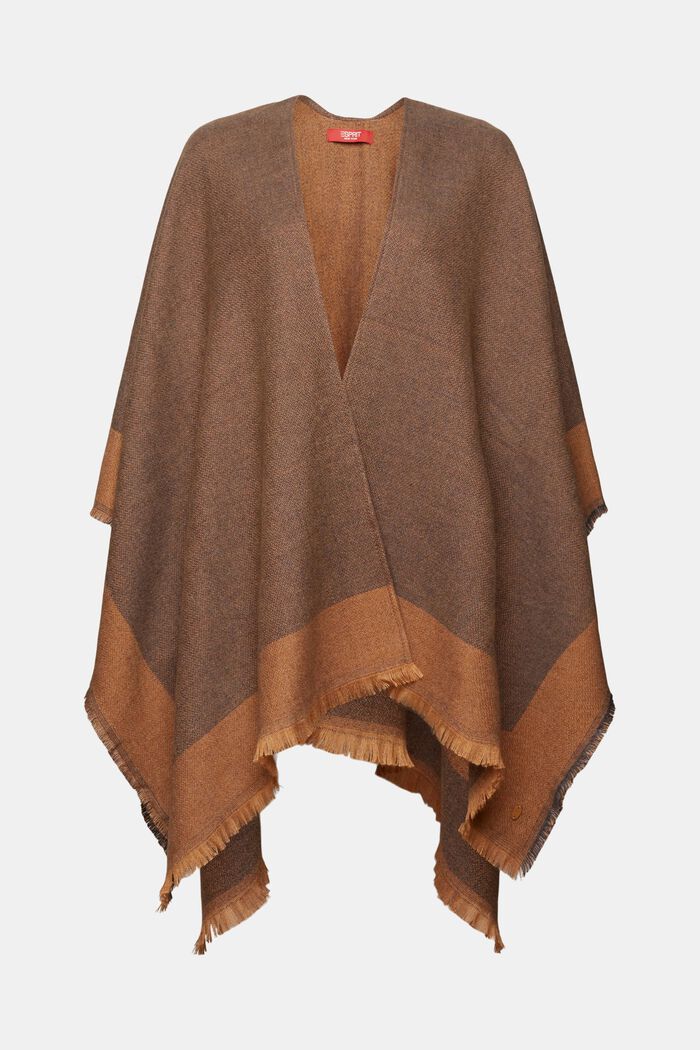 Open-Front Reversible Poncho, CARAMEL, detail image number 0