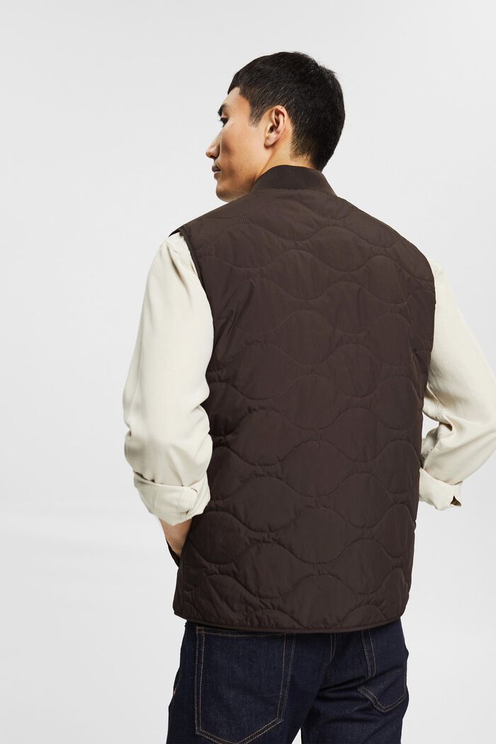 Made of recycled material: padded quilted bodywarmer, DARK BROWN, detail image number 3