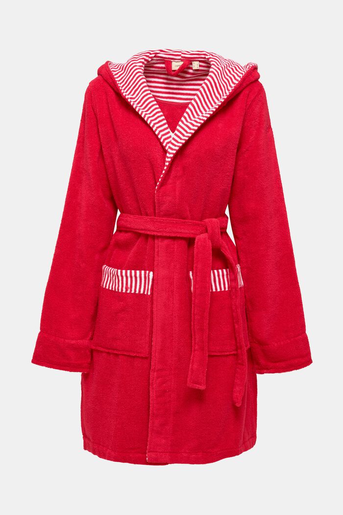 Terry cloth bathrobe with striped lining, RASPBERRY, overview