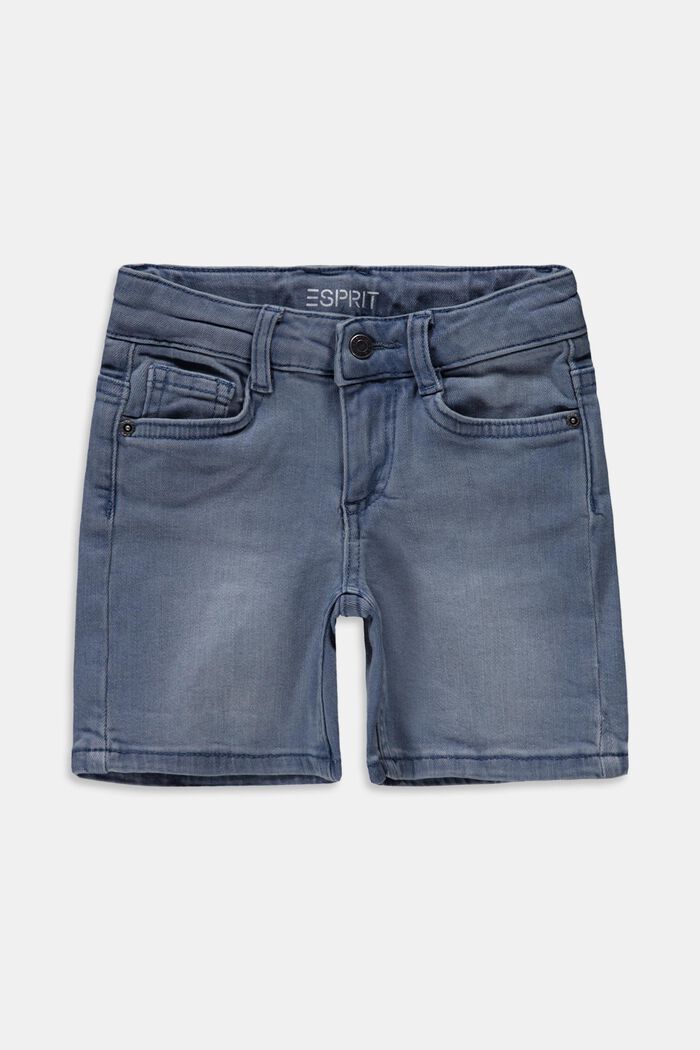 Denim shorts with an adjustable waistband, BLUE BLEACHED, overview