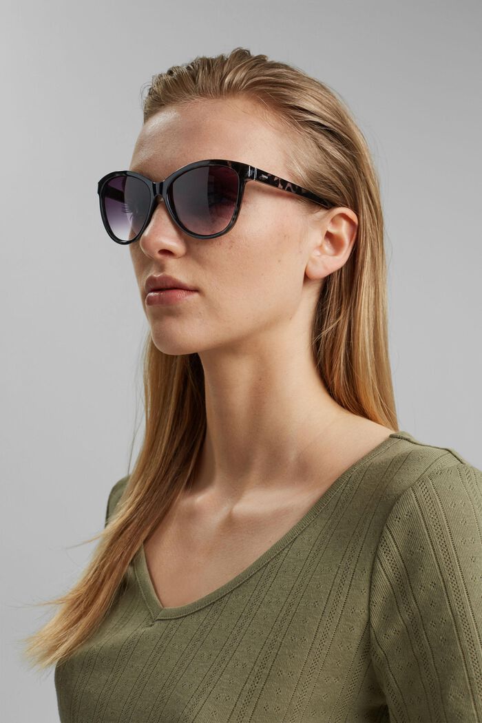 Cat-eye sunglasses in a tortoiseshell look, GREY, detail image number 2