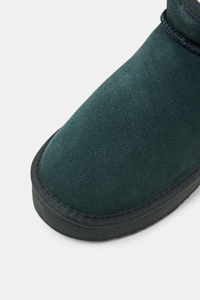 Faux-Fur Lined Suede Booties, EMERALD GREEN, detail image number 3