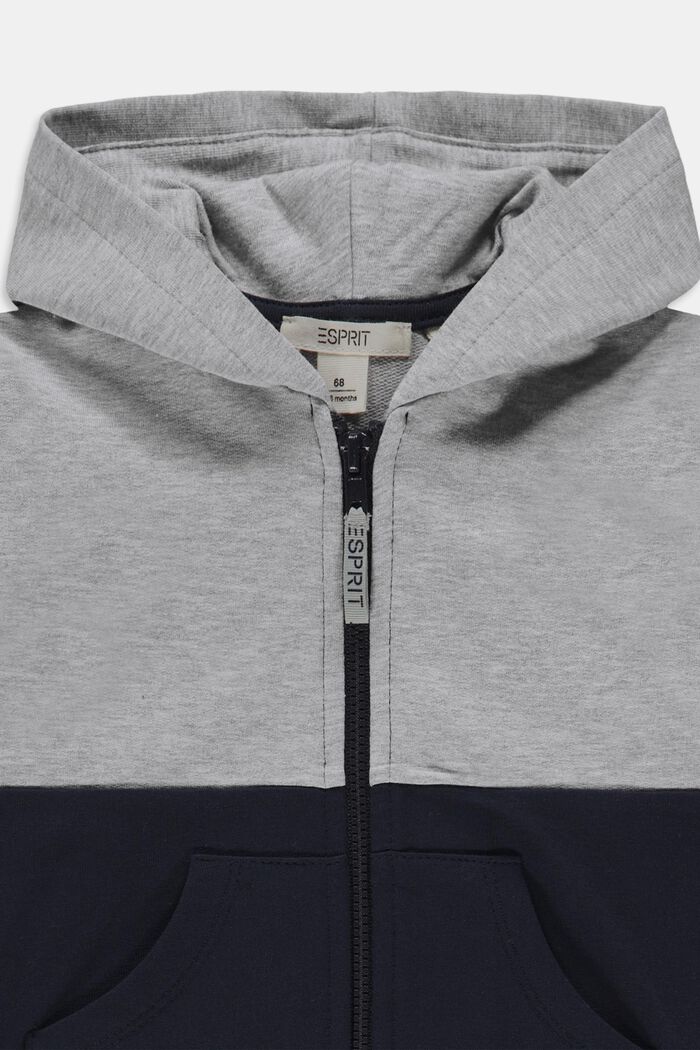 Bi-colour sweatshirt jacket, organic cotton, NAVY, detail image number 2