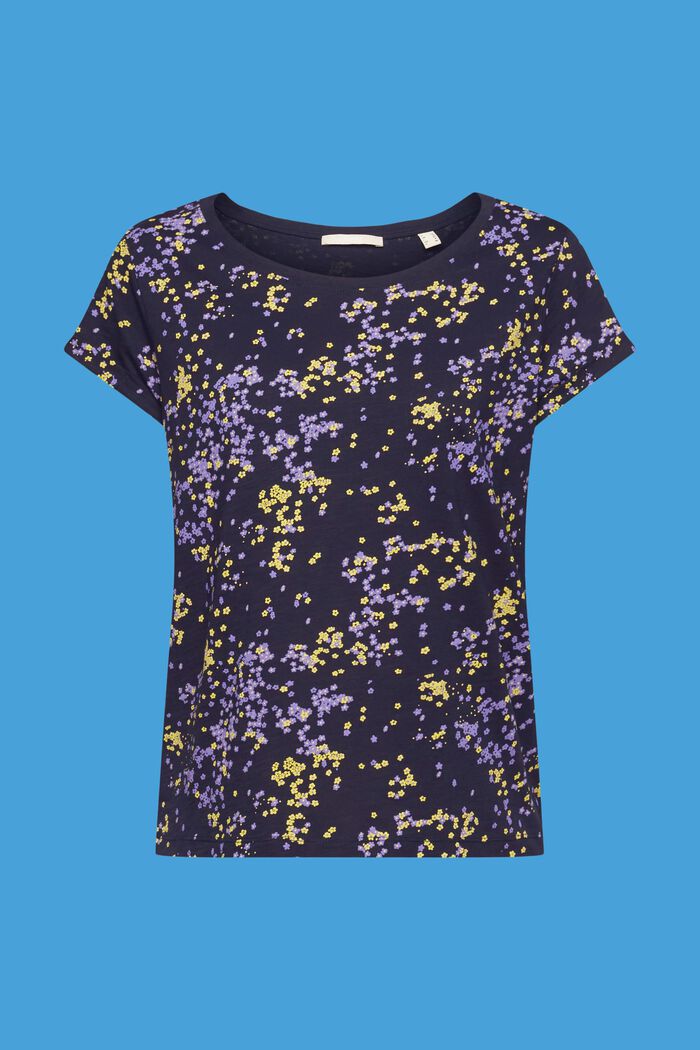 Cotton t-shirt with floral print, NAVY, detail image number 5