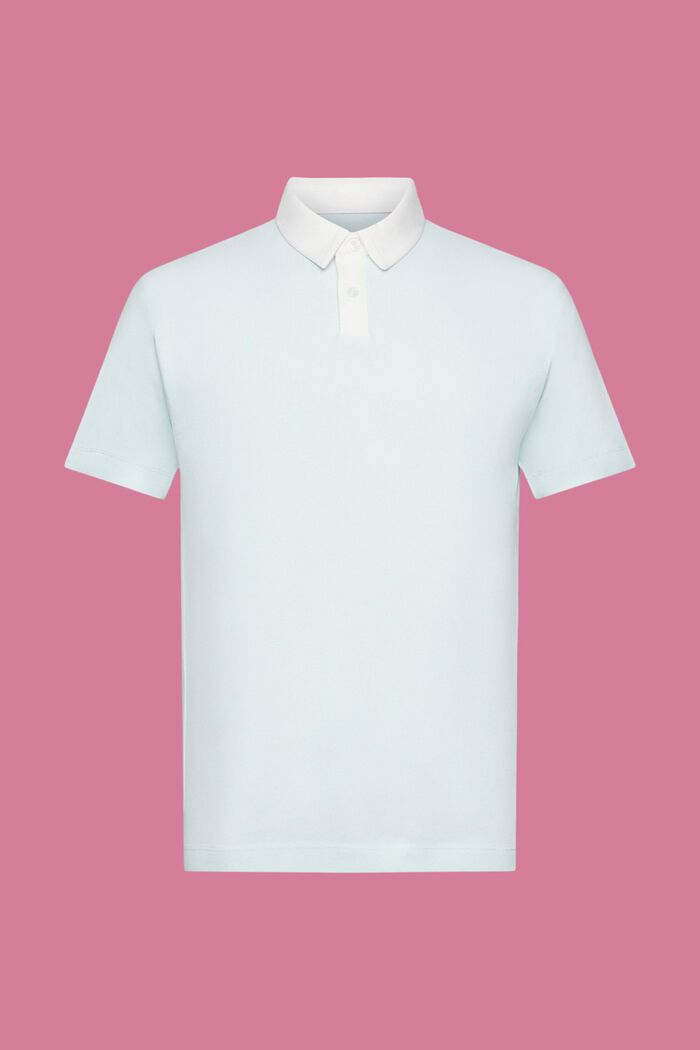 Cotton pique polo shirt, LIGHT AQUA GREEN, detail image number 6