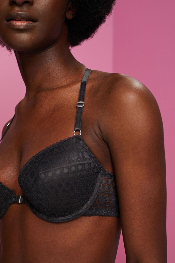 ESPRIT - Recycled: padded underwire bra with lace at our online shop