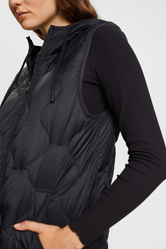 Long quilted body-warmer, BLACK, detail image number 2
