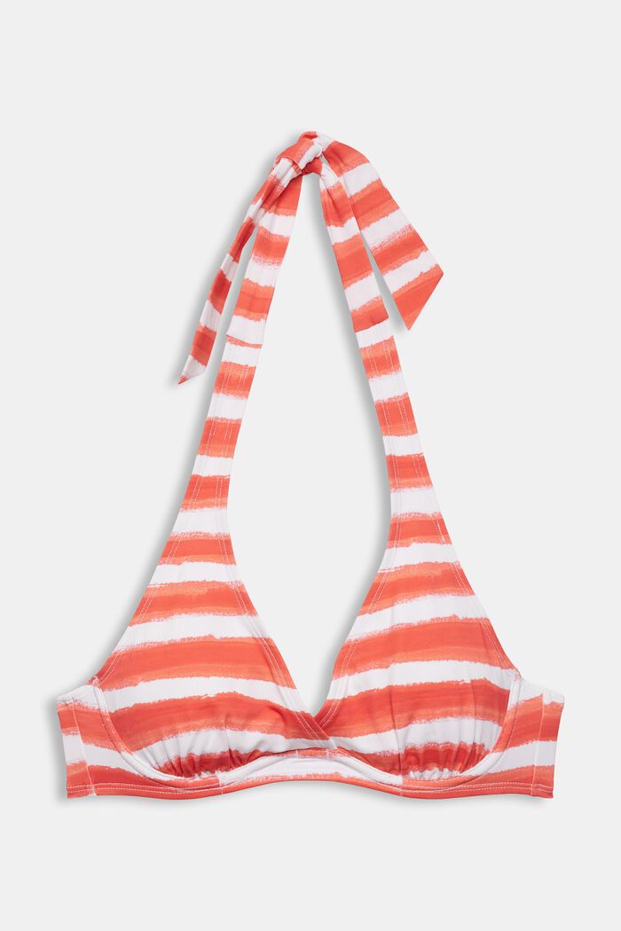 Unpadded bikini top with a striped pattern