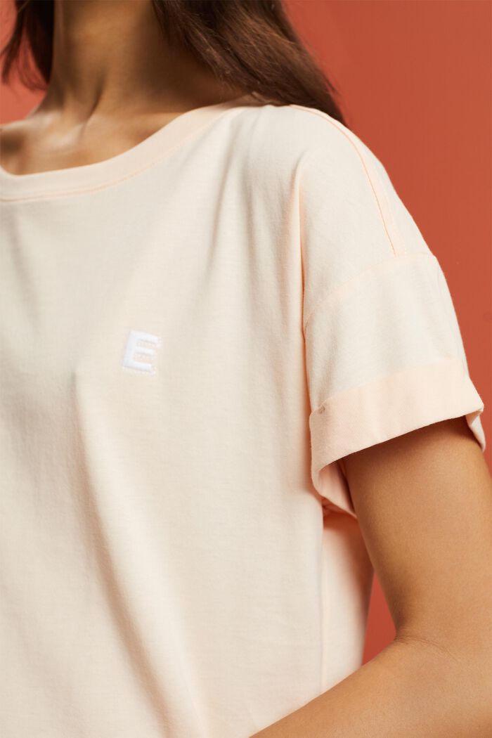 Embroidered T-shirt, 100% cotton, PEACH, detail image number 2