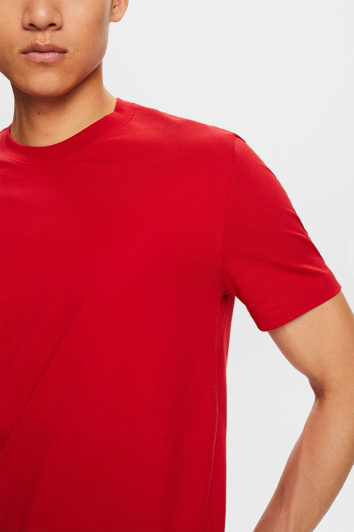 Pima Cotton-Jersey Crewneck T-Shirt, DARK RED, detail image number 2