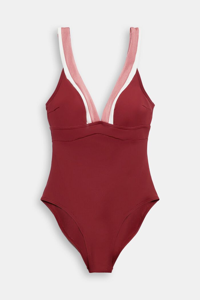 Tri-colour swimsuit, DARK RED, detail image number 4