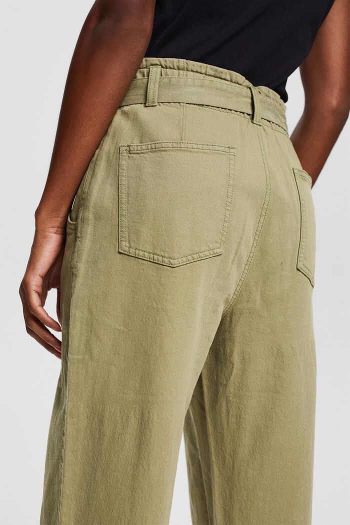 Containing hemp: trousers with a tie-around belt, LIGHT KHAKI, detail image number 5