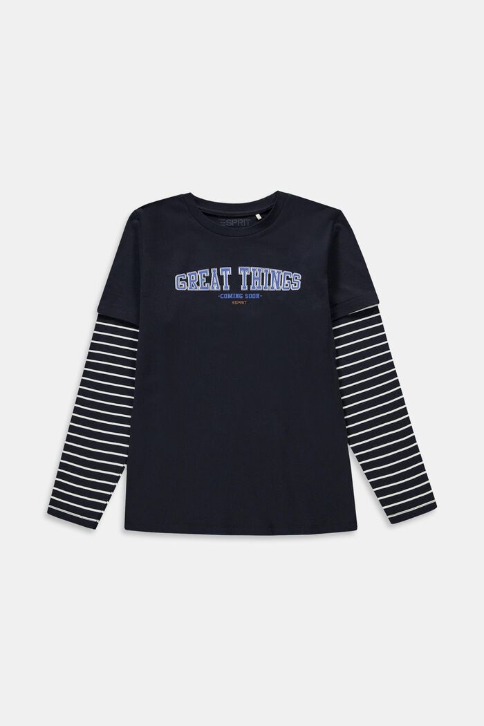 Long-sleeved top with print, NAVY, detail image number 0