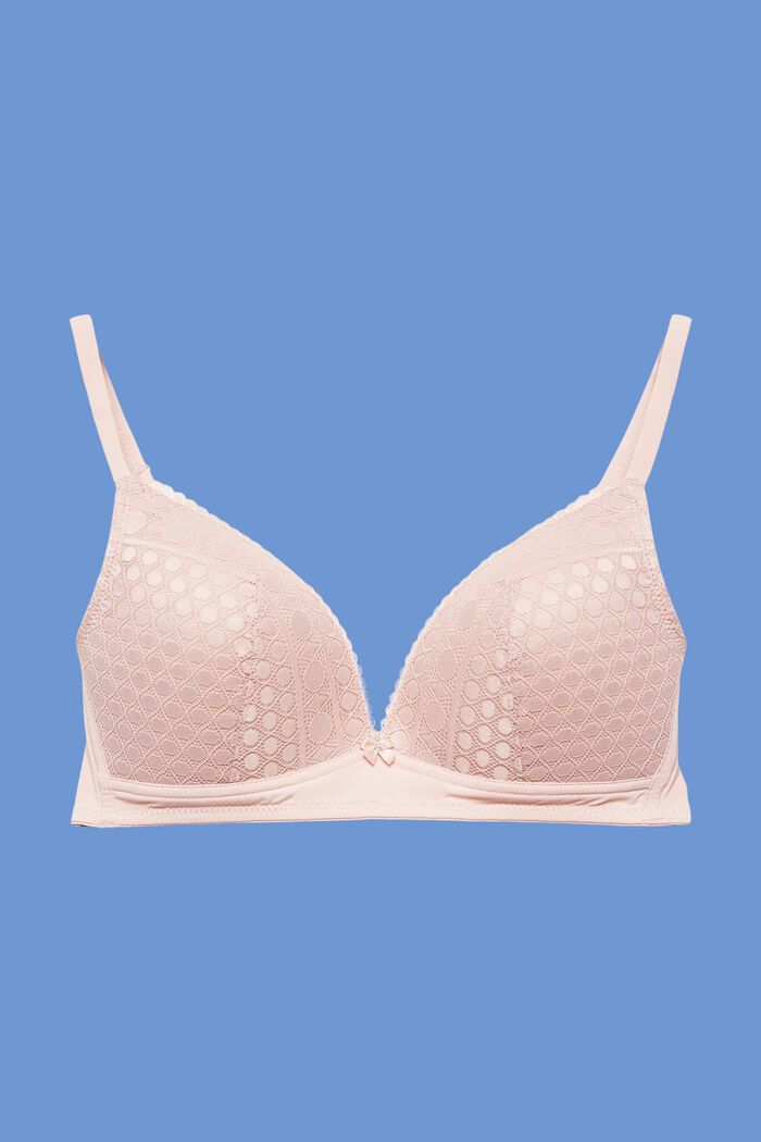 Soft bra in geometric lace, OLD PINK, detail image number 4