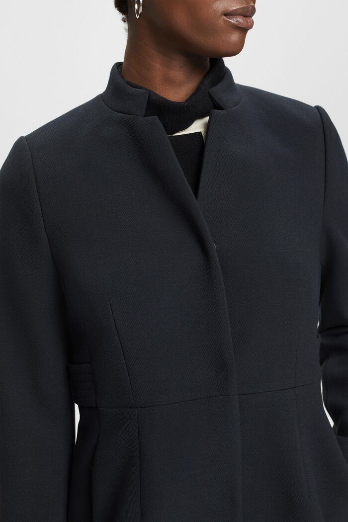 Waisted coat with inverted lapel collar, BLACK, detail image number 2