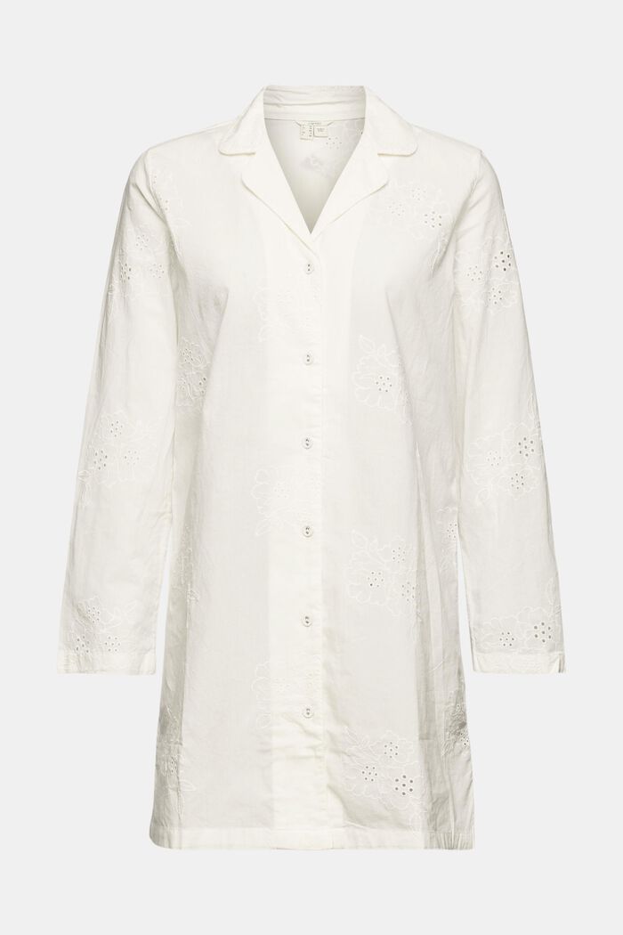 Nightdress with floral embroidery, OFF WHITE, overview