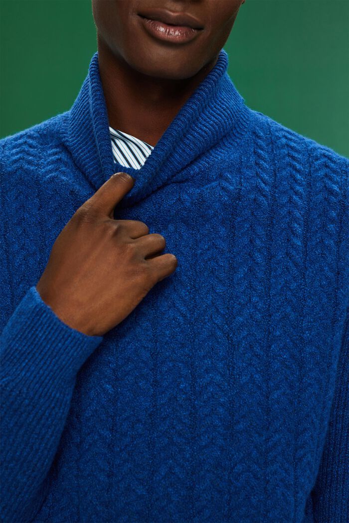 Cable Knit Rollneck Sweater, BRIGHT BLUE, detail image number 2
