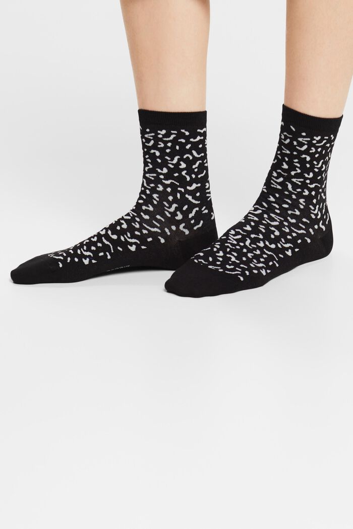 2-Pack Printed Cotton Socks, BEIGE/BLACK, detail image number 1