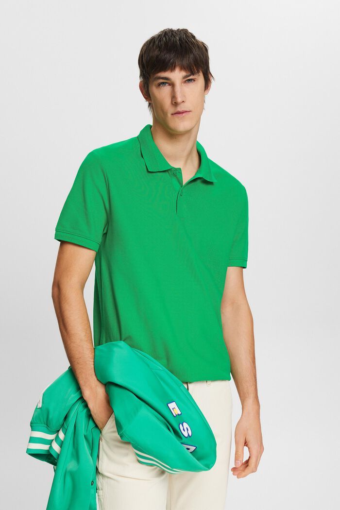Pima Cotton Piqué Polo Shirt, GREEN, detail image number 0