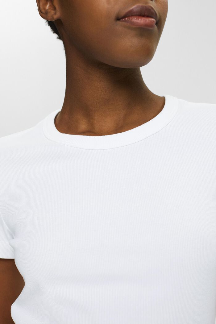 Ribbed crew neck t-shirt, WHITE, detail image number 2