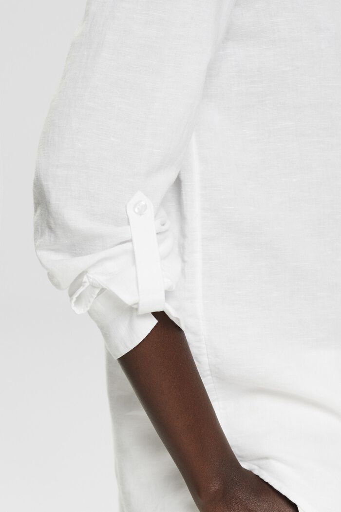 Linen blend oversized blouse, WHITE, detail image number 3