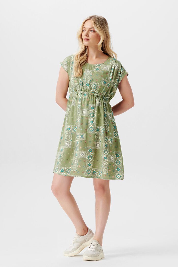 Print dress with nursing function, REAL OLIVE, detail image number 1