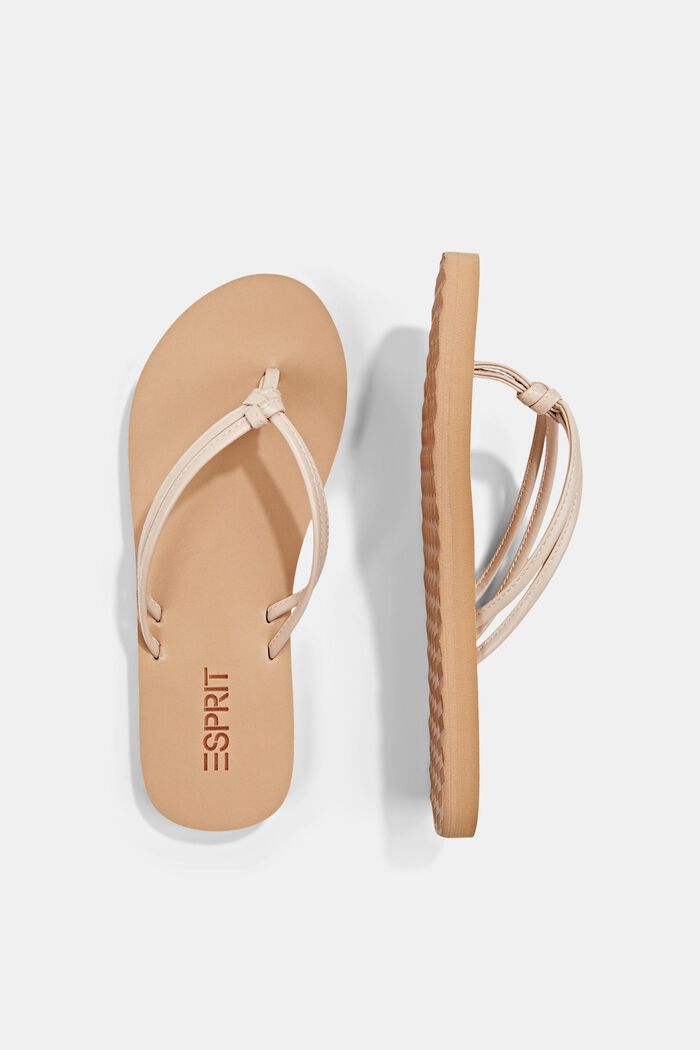 Slip slop sandals with faux leather straps, DUSTY NUDE, detail image number 1