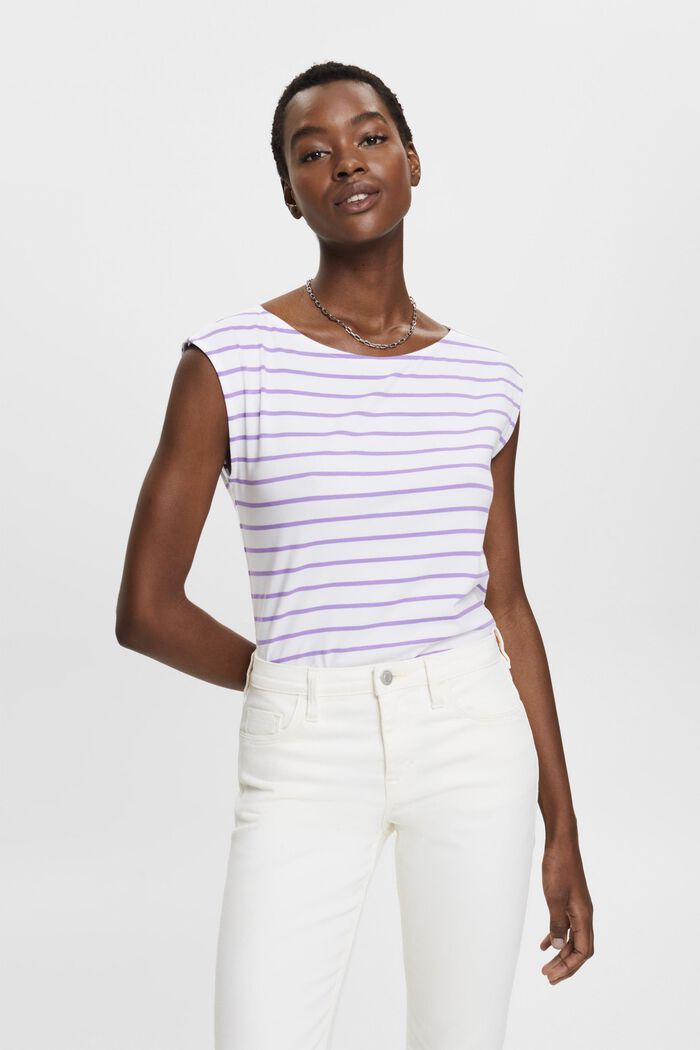 Striped cotton T-shirt, PURPLE, detail image number 0