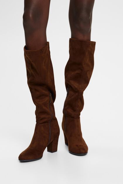 Faux suede knee-high boots