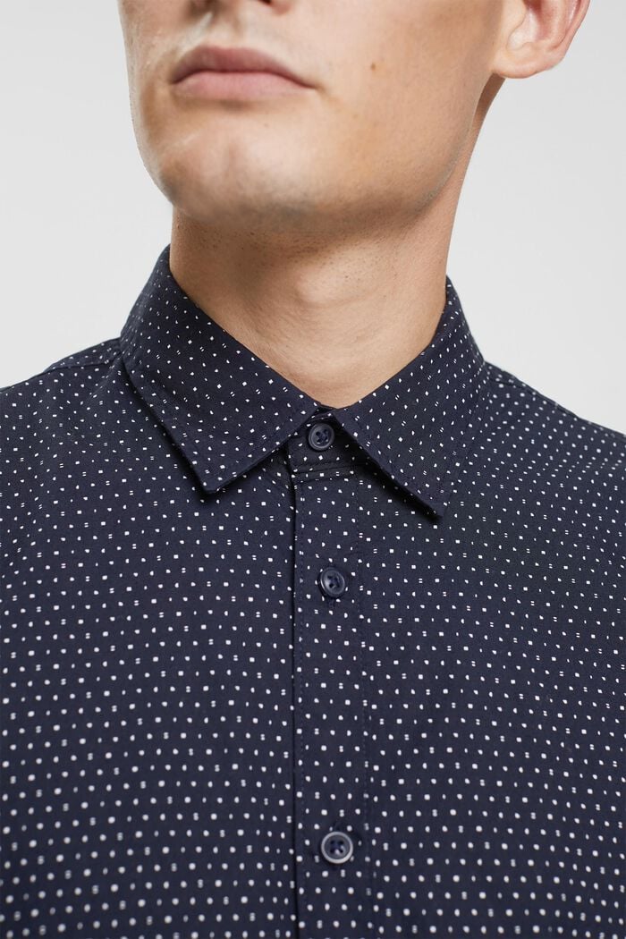 Sustainable cotton patterned shirt, NAVY, detail image number 2