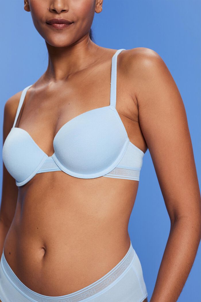 Recycled: padded underwire bra, PASTEL BLUE, detail image number 1