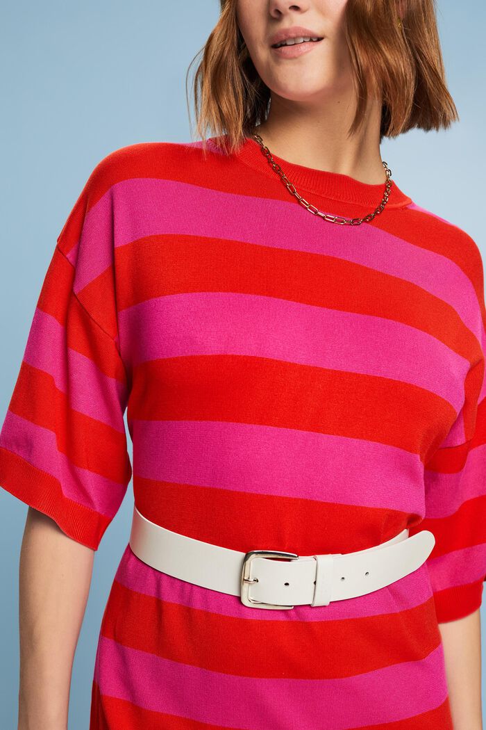Oversized Striped Knit Dress, RED, detail image number 3