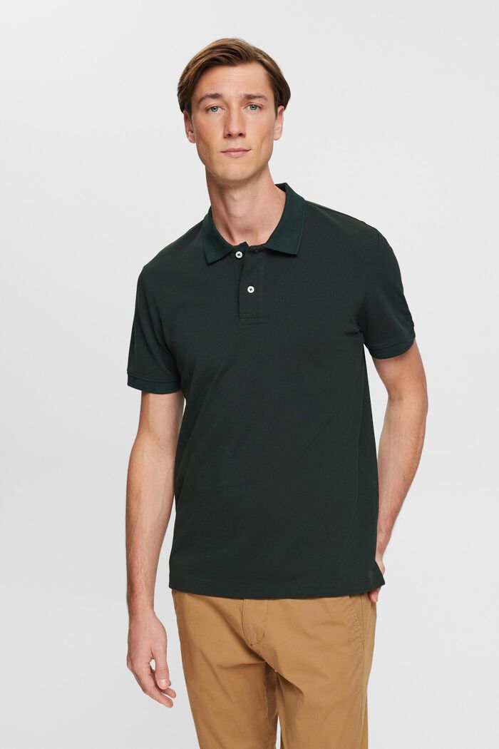 Slim fit polo shirt, DARK TEAL GREEN, detail image number 0