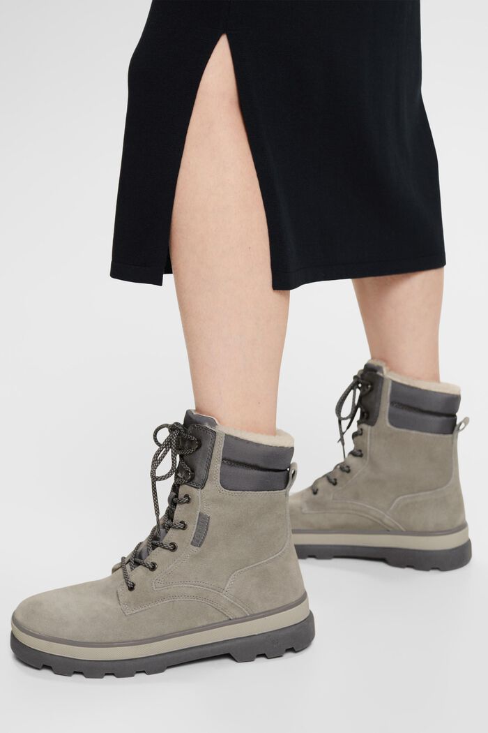 Suede Lace-Up Boots, GREY, detail image number 1