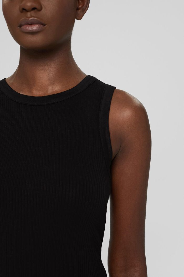 Ribbed tank top made of LENZING™ ECOVERO™, BLACK, detail image number 0