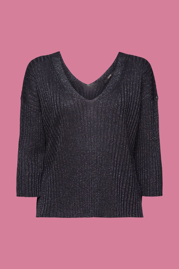 Glitter effect rib-knit jumper, NAVY, detail image number 7