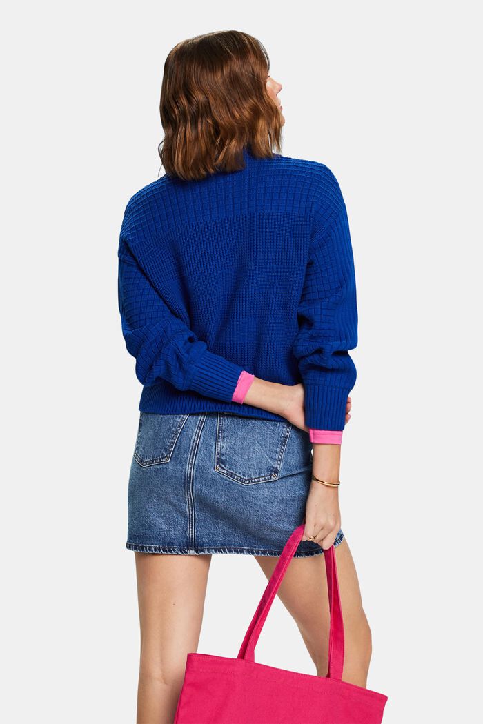 Structured Round Neck Sweater, BRIGHT BLUE, detail image number 2