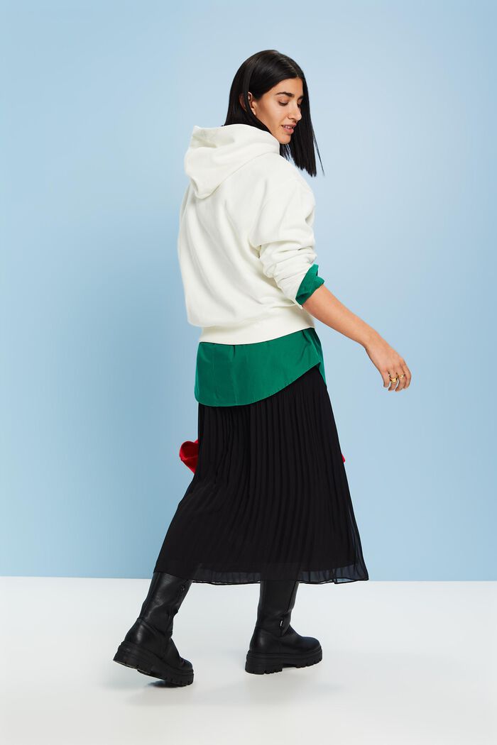 Plissé-Chiffon Midi Skirt, BLACK, detail image number 2