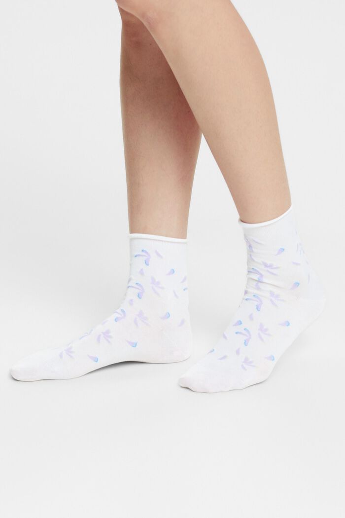 2-Pack Printed Knit Socks, WHITE, detail image number 1