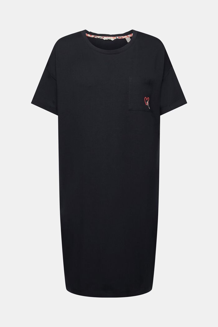 Nightshirt with chest pocket, BLACK, detail image number 5