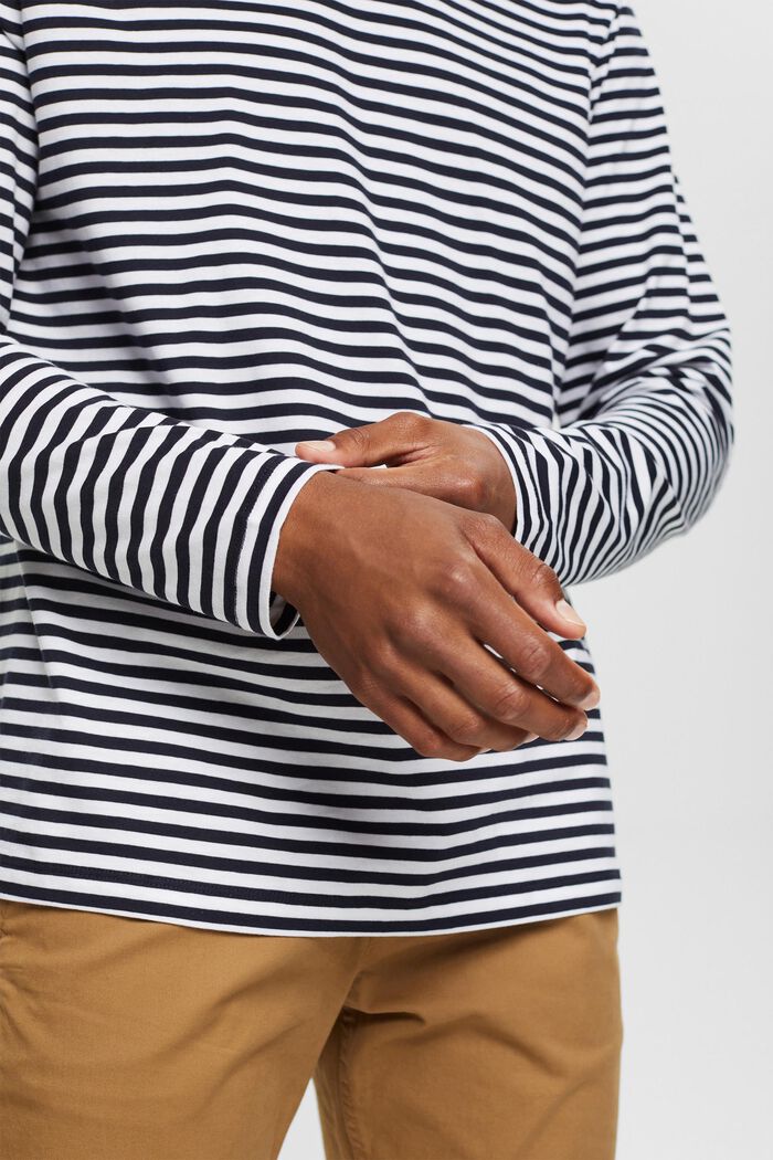 Long sleeve top with a striped pattern, NAVY, detail image number 2