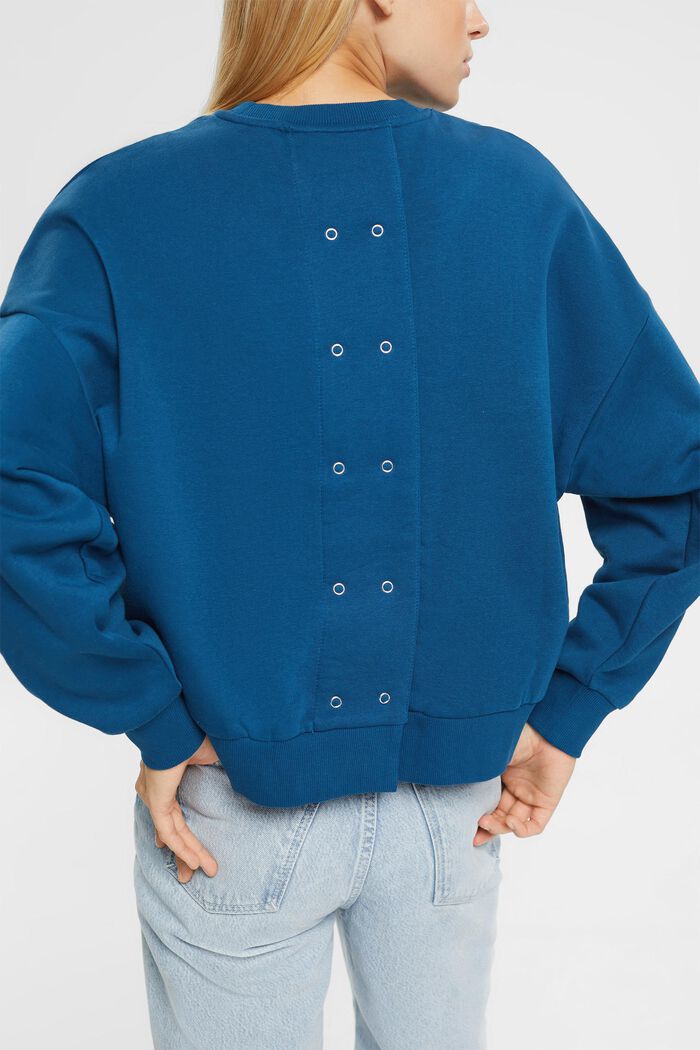 Sweatshirt with button placket at the back, PETROL BLUE, detail image number 0