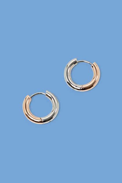 Bi-Color Stainless Steel Hoop Earrings