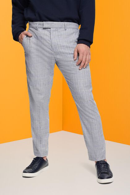 Slim fit chequered suit trousers