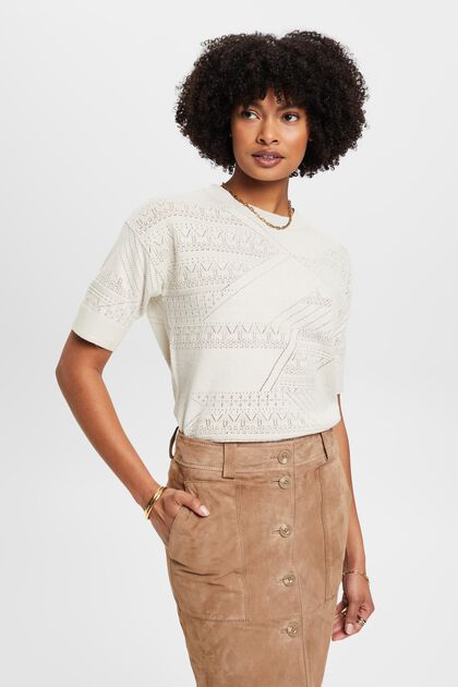 Short-sleeved linen blend sweater