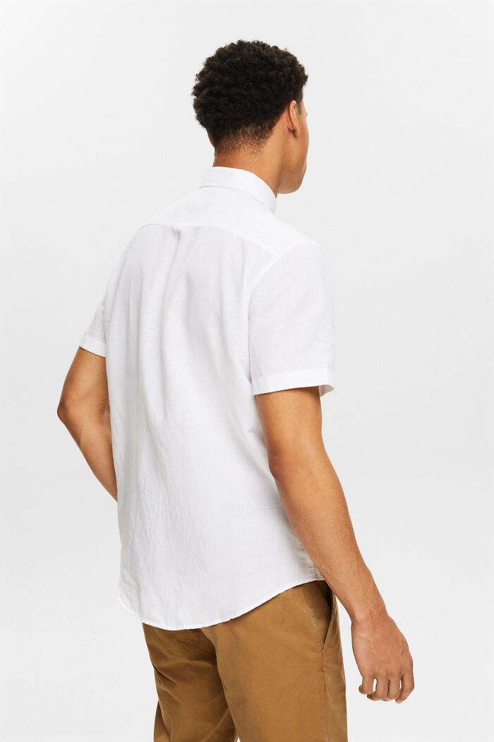 Linen-Cotton Short-Sleeve Shirt, WHITE, detail image number 2