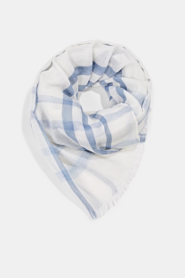 Check scarf in a wool blend, LIGHT BLUE LAVENDER, detail image number 0